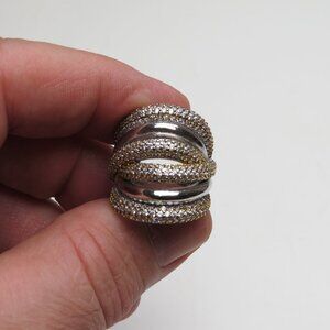 *Sterling Silver Yellow & White Diamond Ring Band